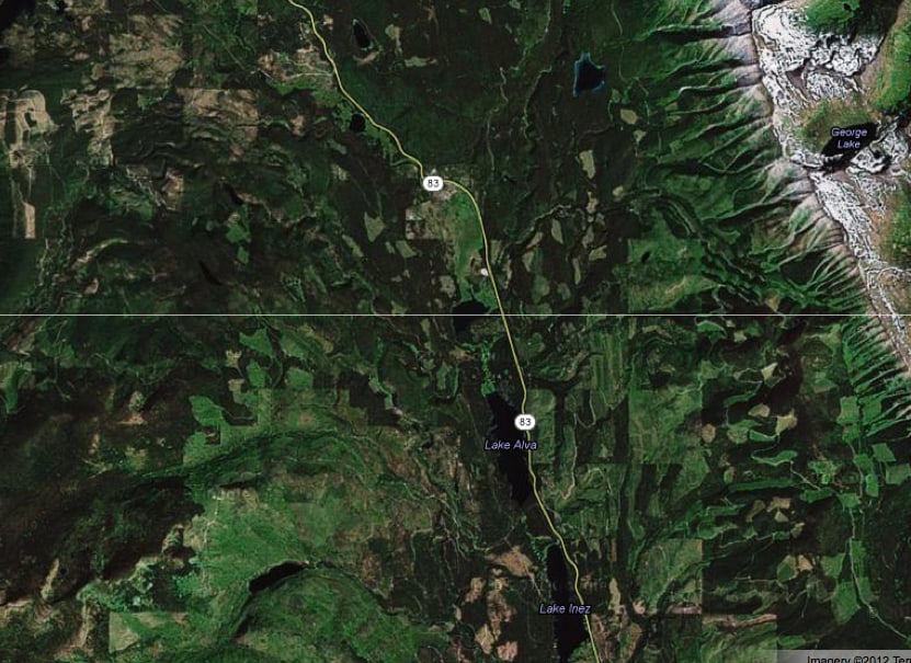 The Colt Summit project area is located in the upper-center portion by the "83" and bend in the road.  The surrounding area (including the portions of the Lolo National Forest, State DNRC lands and private lands) have been heavily logged and roaded, significantly compromising critical habitat for lynx, grizzly bears, bull trout and other critters.