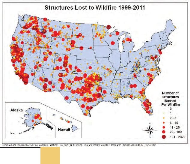 structures lost to wildfire